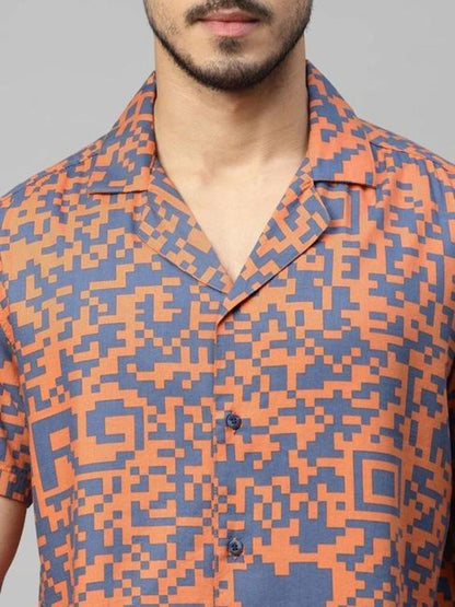 Royal Enfield - Blue & Orange Regular Fit Printed Shirt