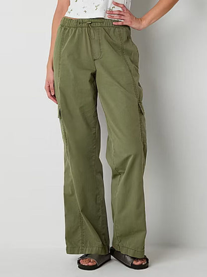 Arizona Womens Low Rise Wide Leg Cargo Pant