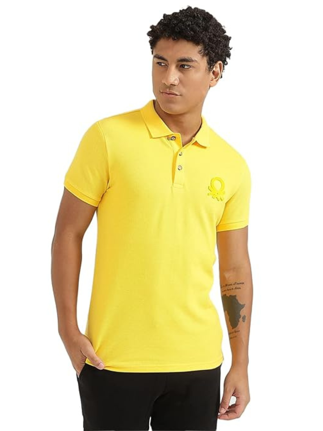 United Colors of Benetton - Men Solid Polo Collar Cotton T-shirt