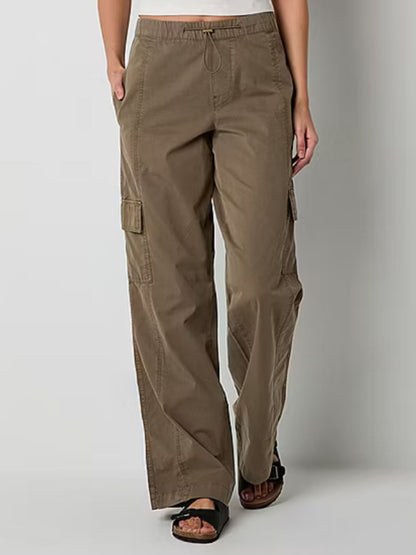 Arizona Womens Low Rise Wide Leg Cargo Pant