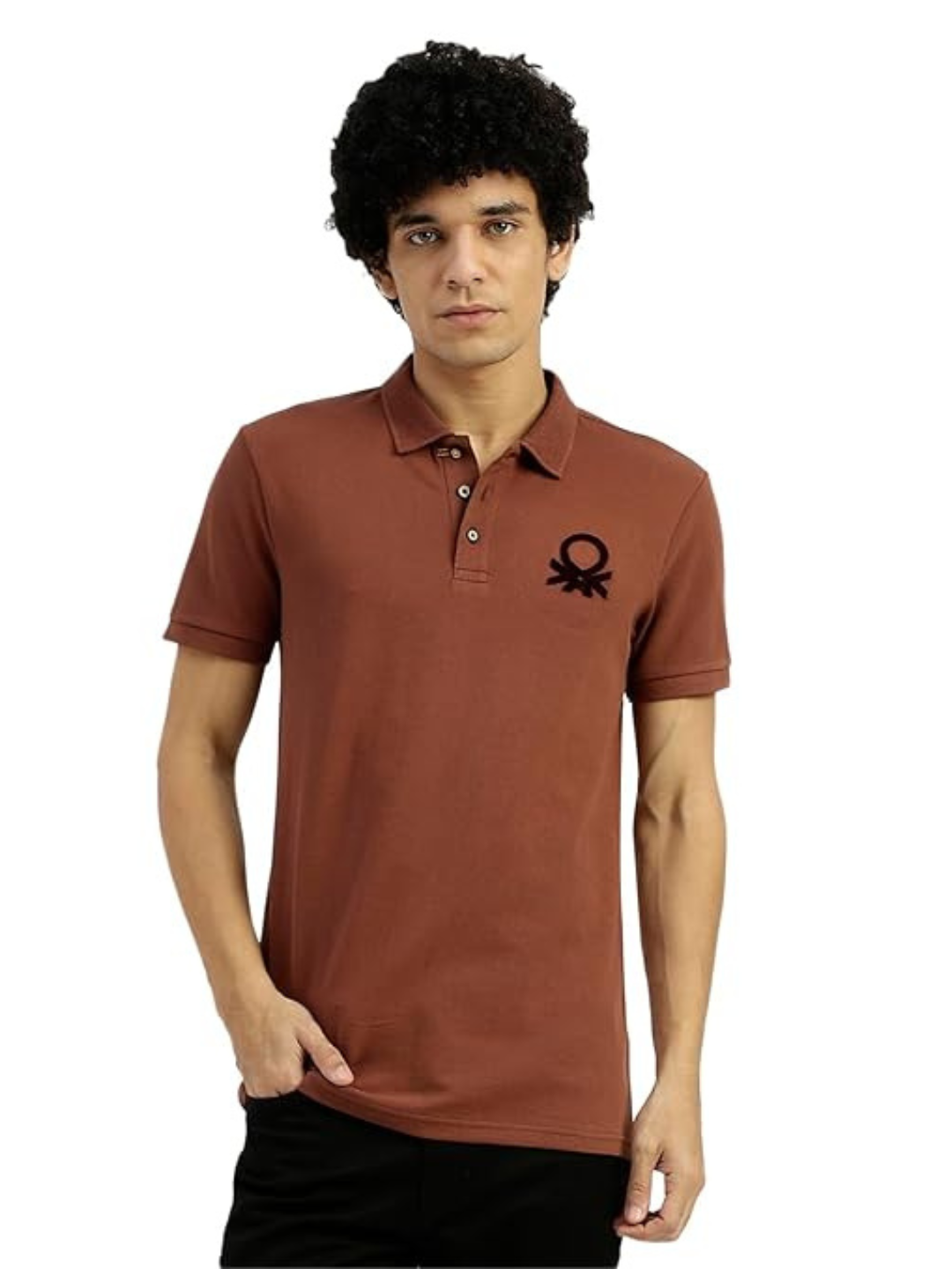 United Colors of Benetton - Men Solid Polo Collar Cotton T-shirt