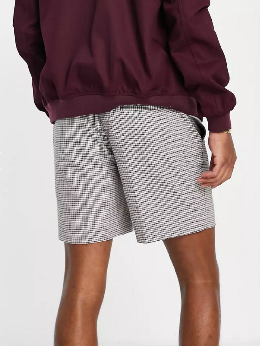 Topman - Skinny Pupstooth Checked Shorts in stone