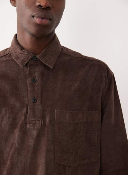 ASOS DESIGN - boxy oversized cord rugby shirt in brown