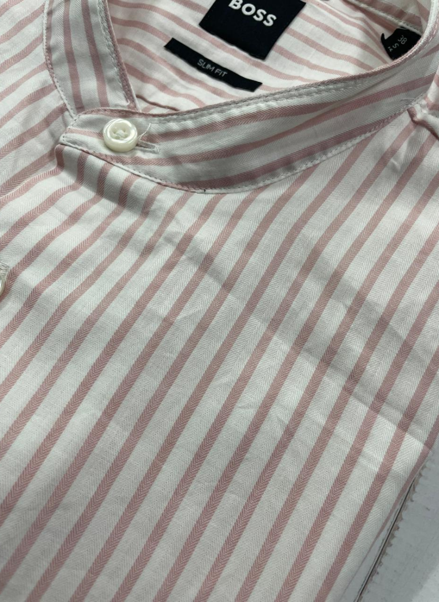 BOSS - Pink Hank Slim-Fit Stretch Shirt