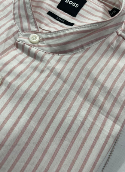 BOSS - Pink Hank Slim-Fit Stretch Shirt