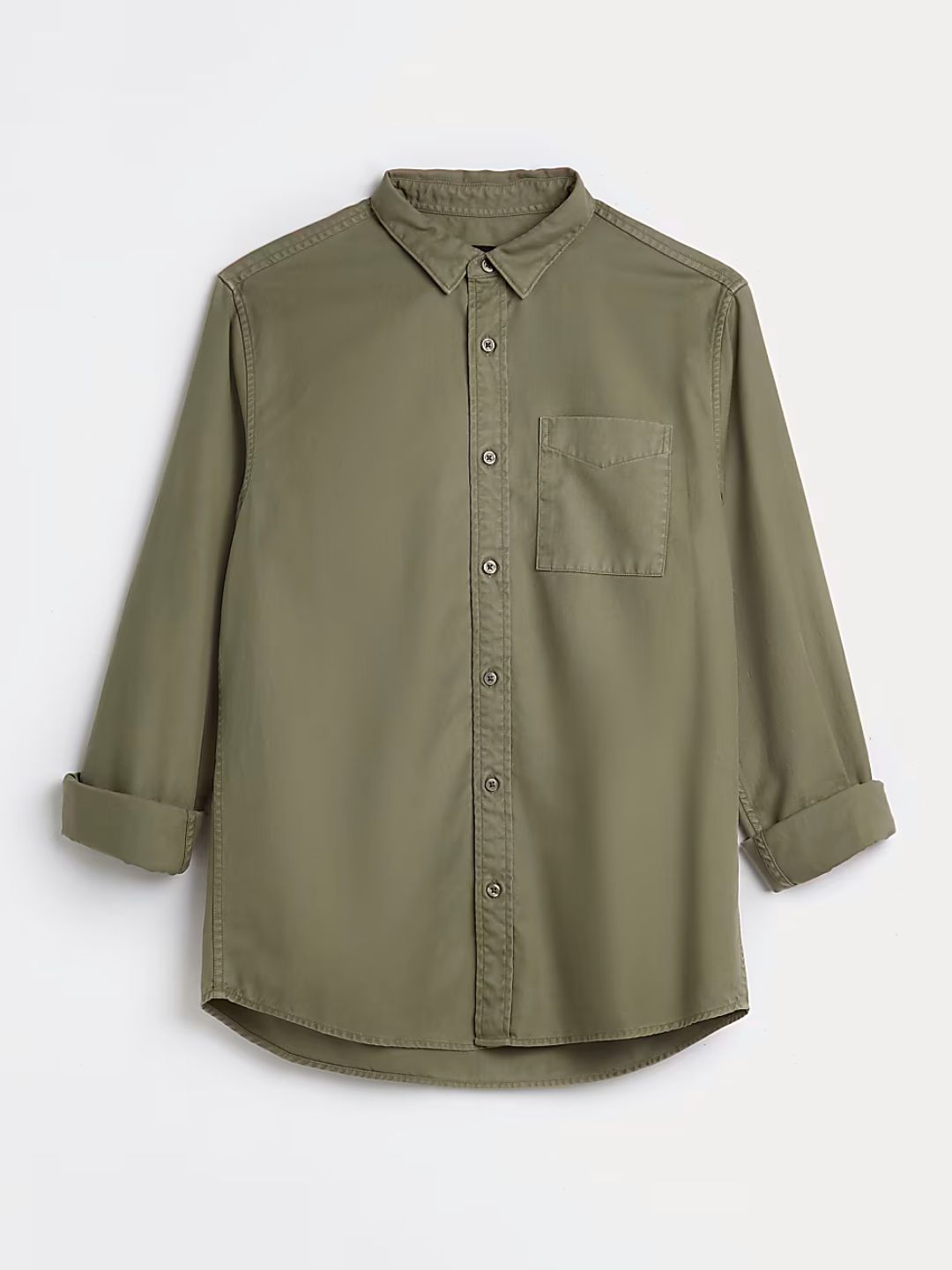 River Island - Green regular fit twill lyocell shirt