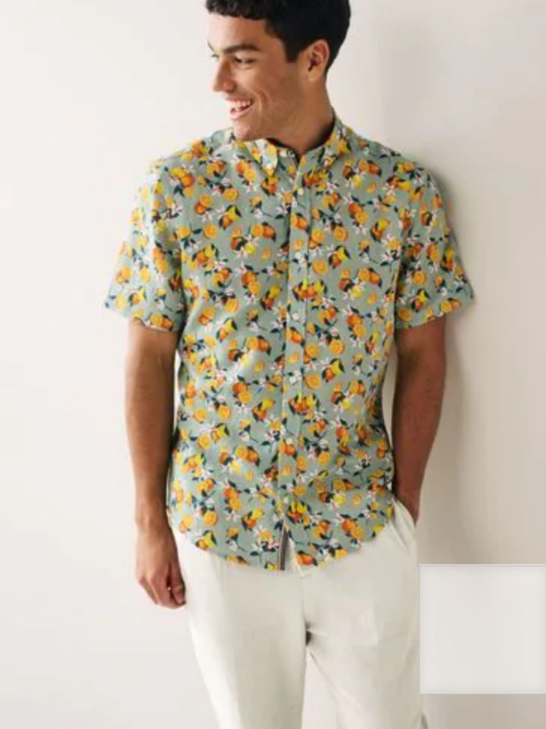 NEXT - Linen Blend Printed Short Sleeve Shirt