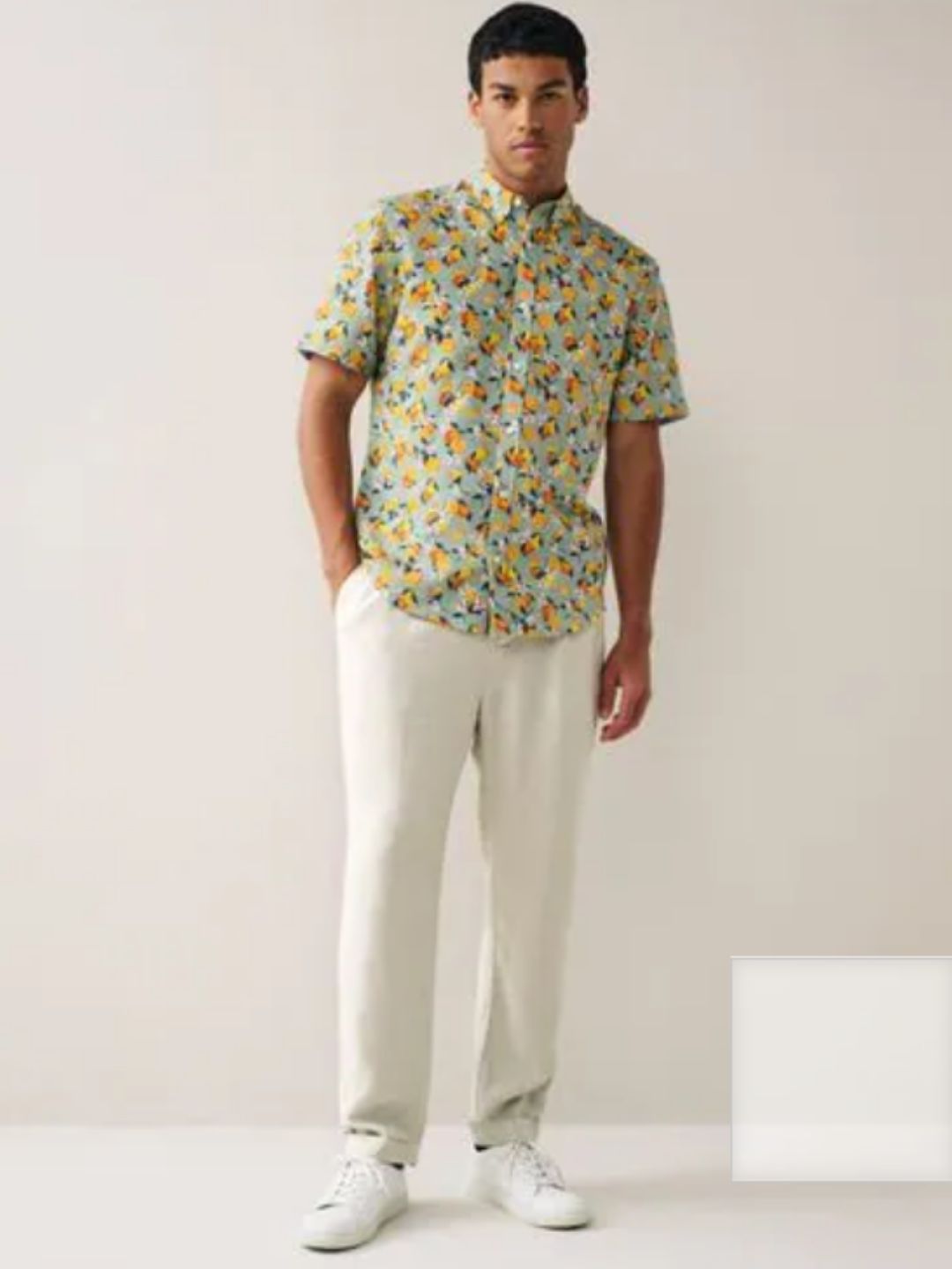 NEXT - Linen Blend Printed Short Sleeve Shirt