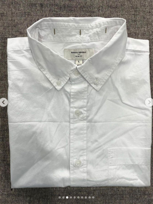 Banana Republic - Half Sleeve Shirt - White - Slim Fit