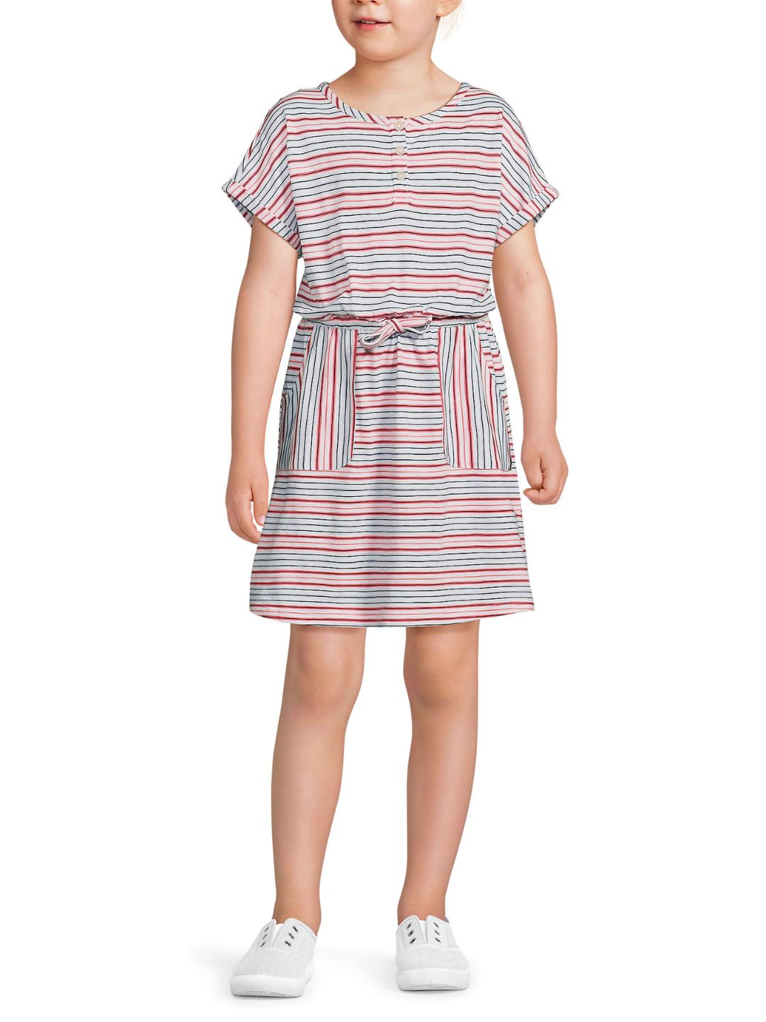 Land's End - Girls Short Sleeve Henley Jersey Dress