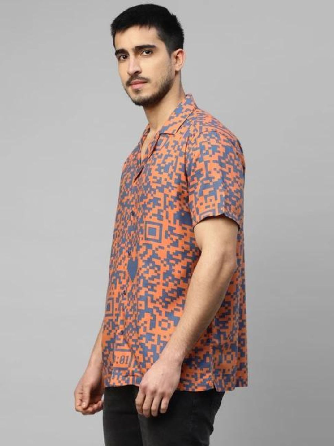 Royal Enfield - Blue & Orange Regular Fit Printed Shirt