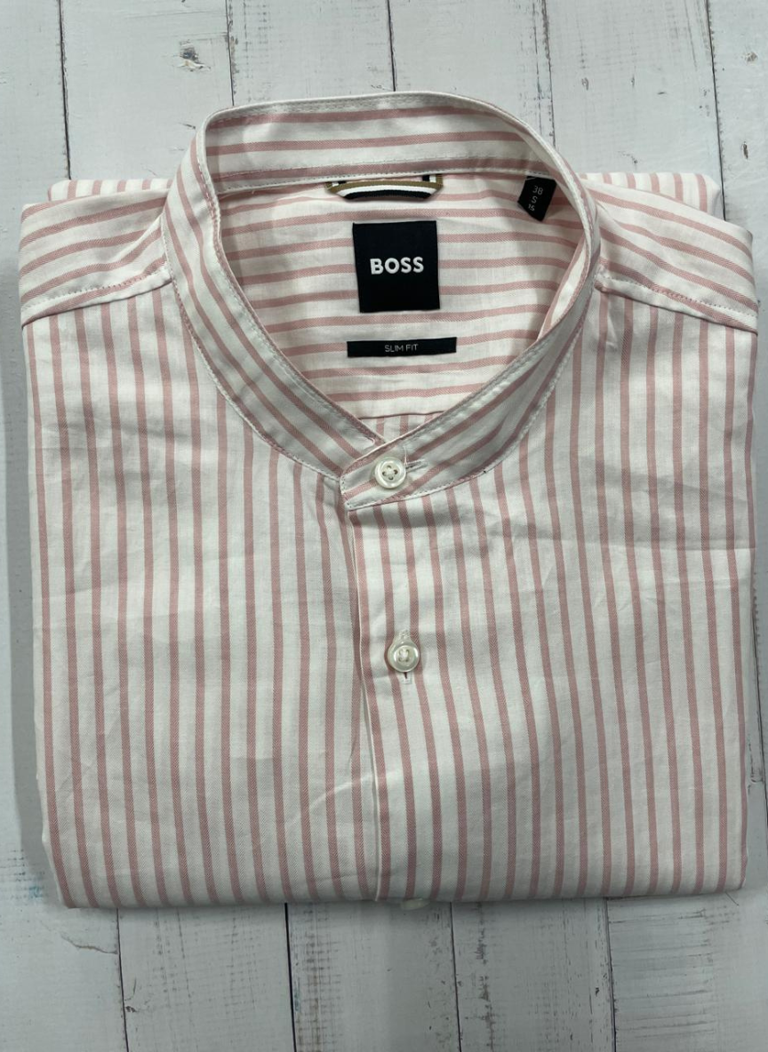 BOSS - Pink Hank Slim-Fit Stretch Shirt