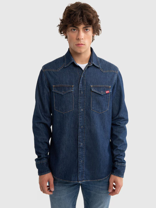 BIG STAR - Regular fit Button Up Shirt 'CHUCK' in Night Blue