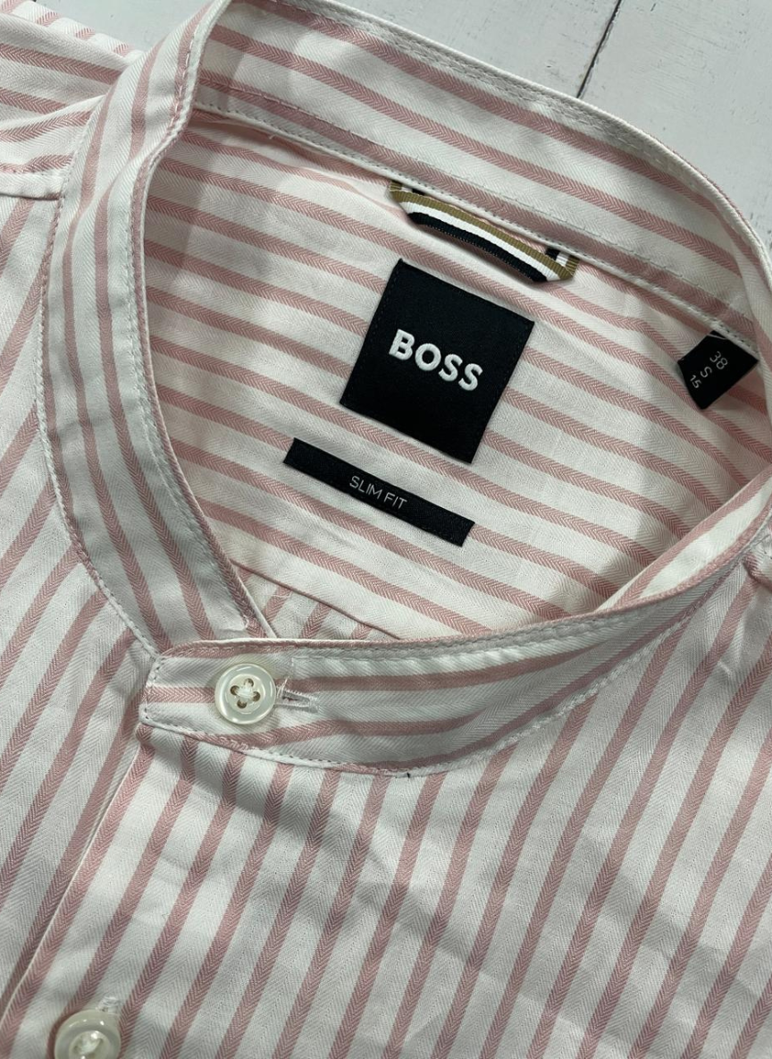 BOSS - Pink Hank Slim-Fit Stretch Shirt