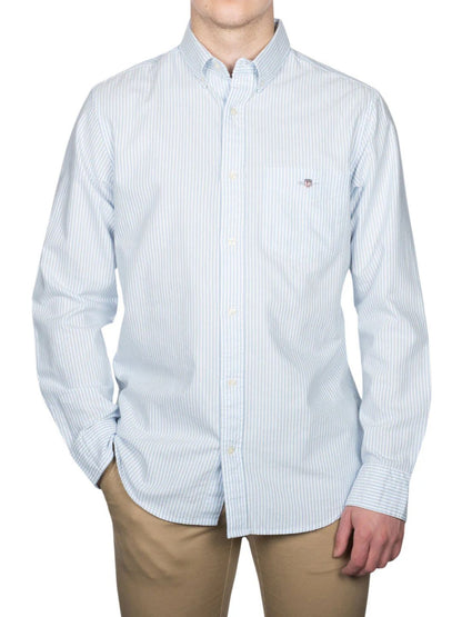 GANT - Regular Fit Oxford Banker Stripe Shirt Light Blue