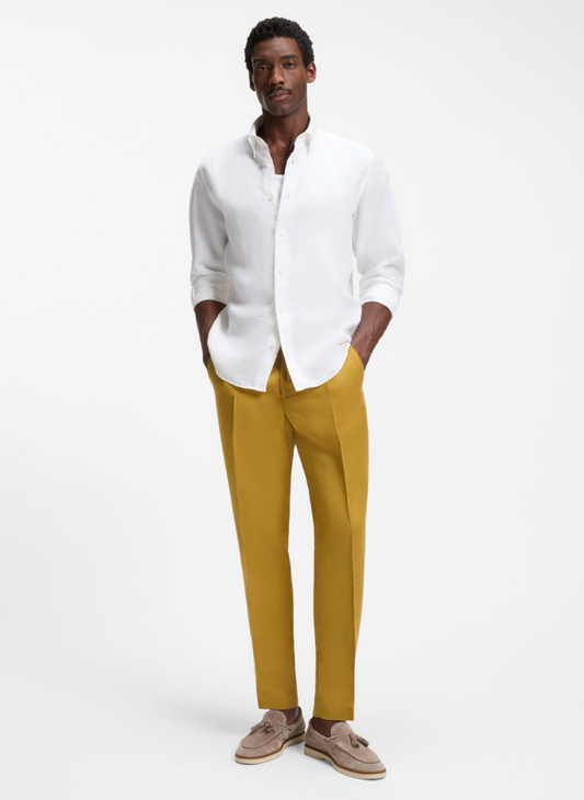BOSS - Regular-fit button-down shirt in linen