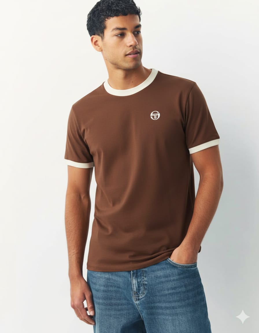 Sergio Tacchini - Retro T Shirt Choc / Cream