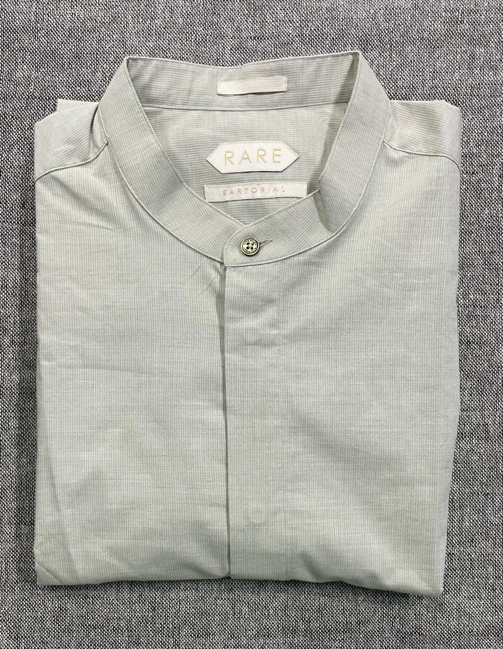 Rare Rabbit -  MANDARIN COLLAR REGULAR FIT DOBBY SHIRT CADMI-25 - GREEN