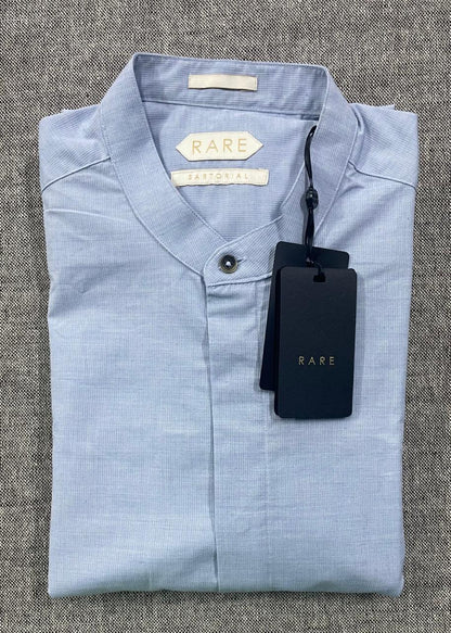 Rare Rabbit -  MANDARIN COLLAR REGULAR FIT DOBBY SHIRT CADMI-25 - BLUE