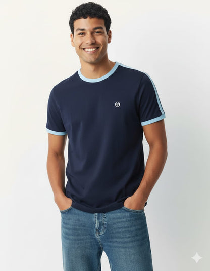 Sergio Tacchini - Retro T Shirt Navy Sky