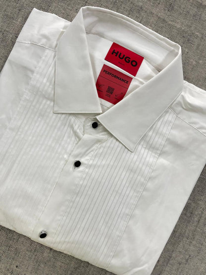 Hugo - Slim-fit evening shirt in cotton-blend stretch poplin