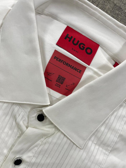 Hugo - Slim-fit evening shirt in cotton-blend stretch poplin