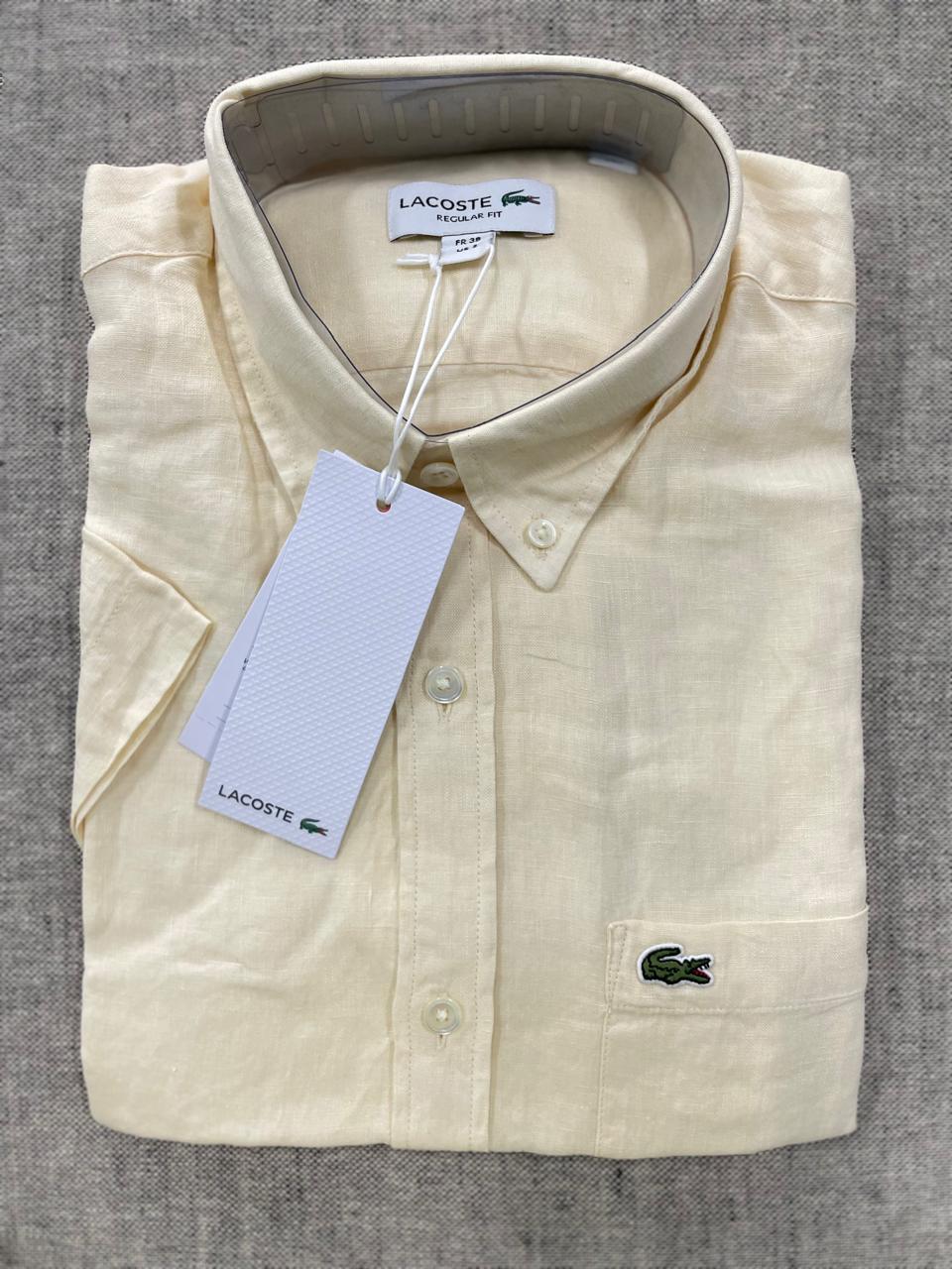 Lacoste - Men Yellow Linen Half Shirt
