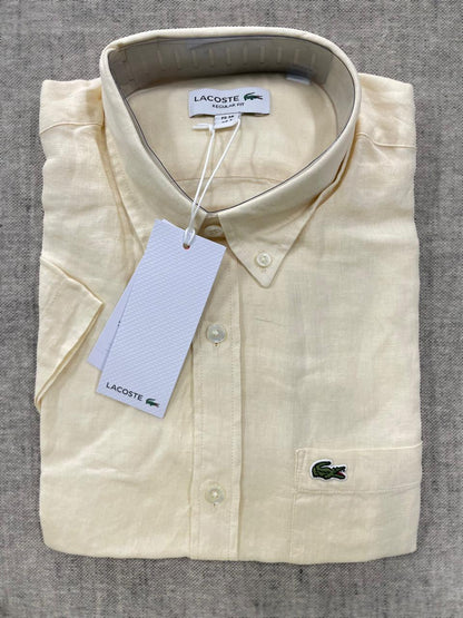 Lacoste - Men Yellow Linen Half Shirt