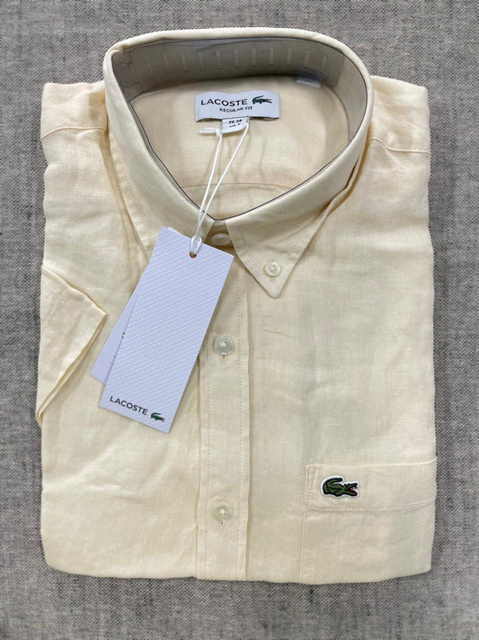 Lacoste - Men Yellow Linen Half Shirt