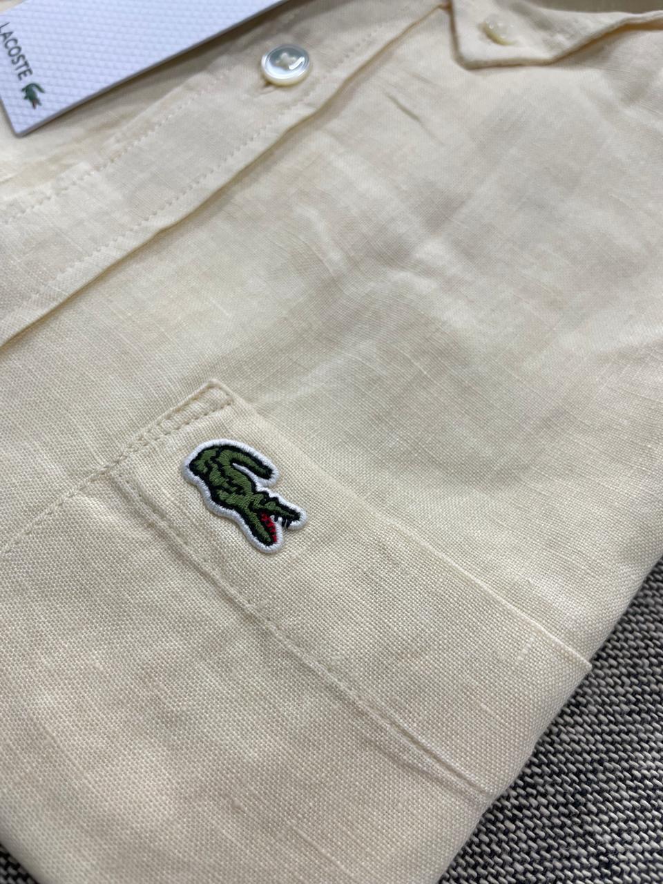 Lacoste - Men Yellow Linen Half Shirt