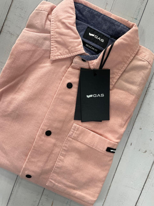 GAS - Peach colour corduroy full sleeve regular fit shirt