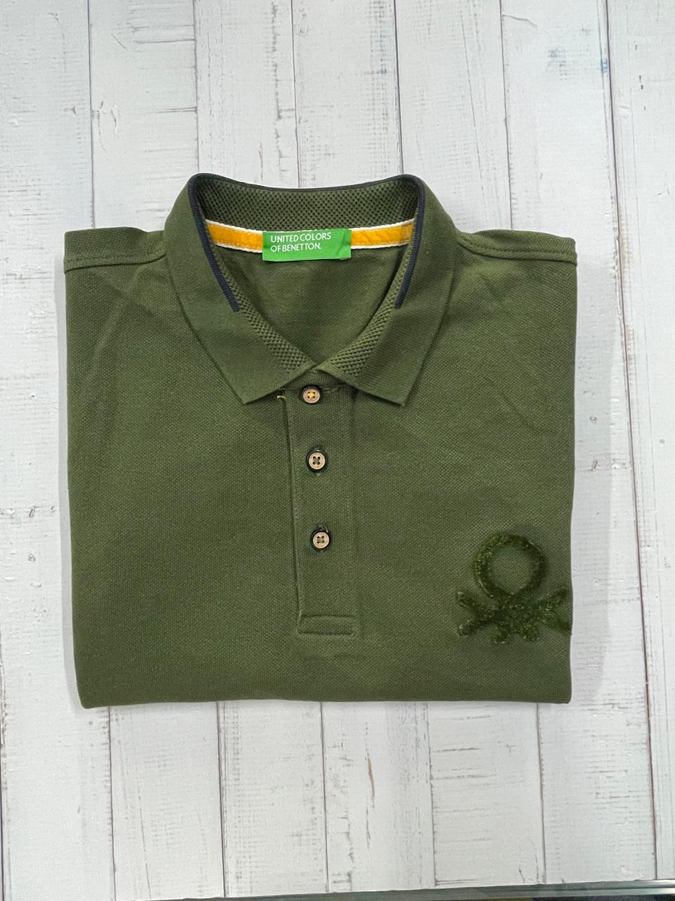 United Colors of Benetton - Men Solid Polo Collar Cotton T-shirt