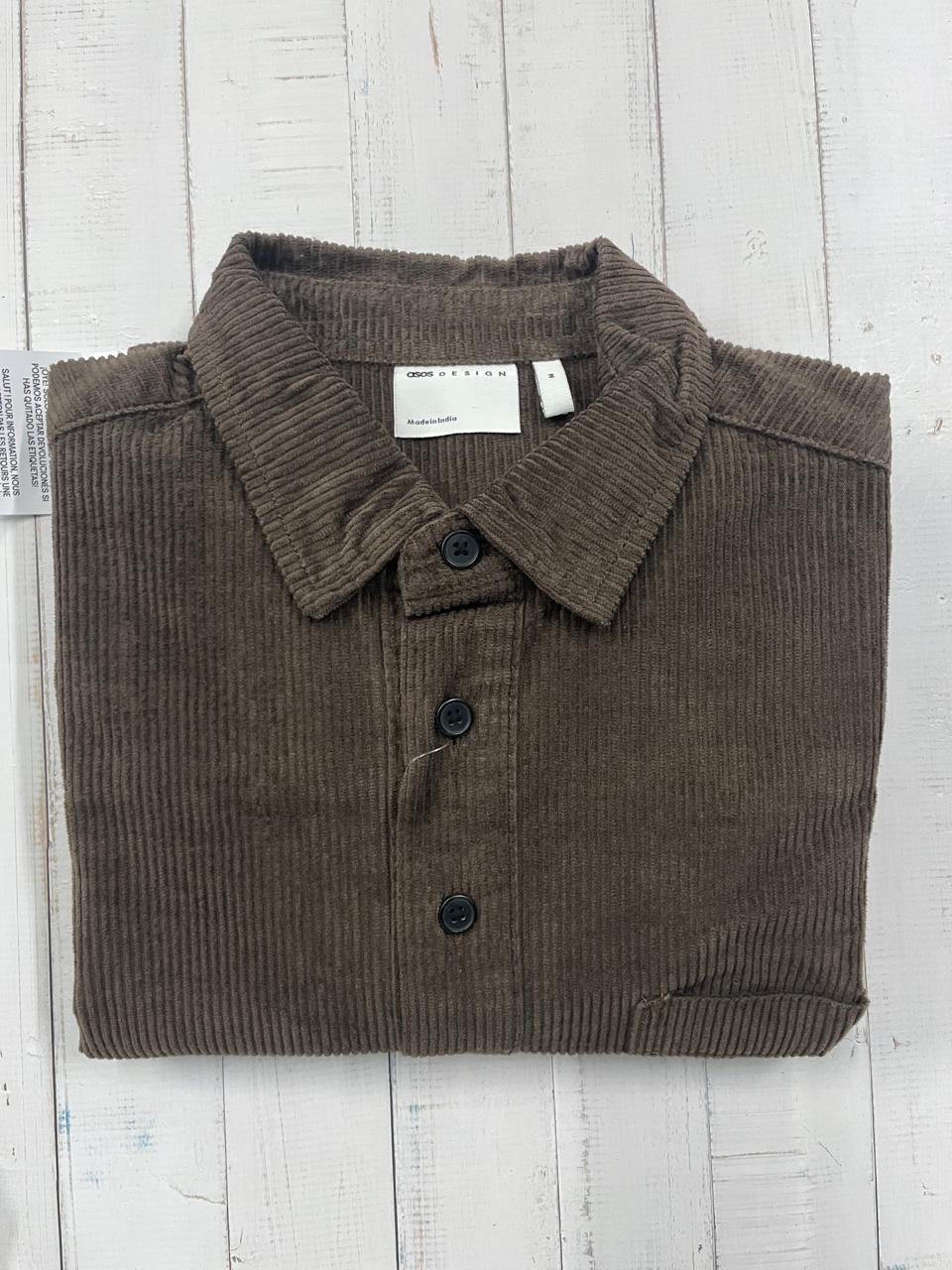 ASOS DESIGN - boxy oversized cord rugby shirt in brown