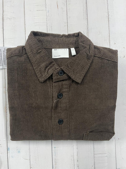 ASOS DESIGN - boxy oversized cord rugby shirt in brown