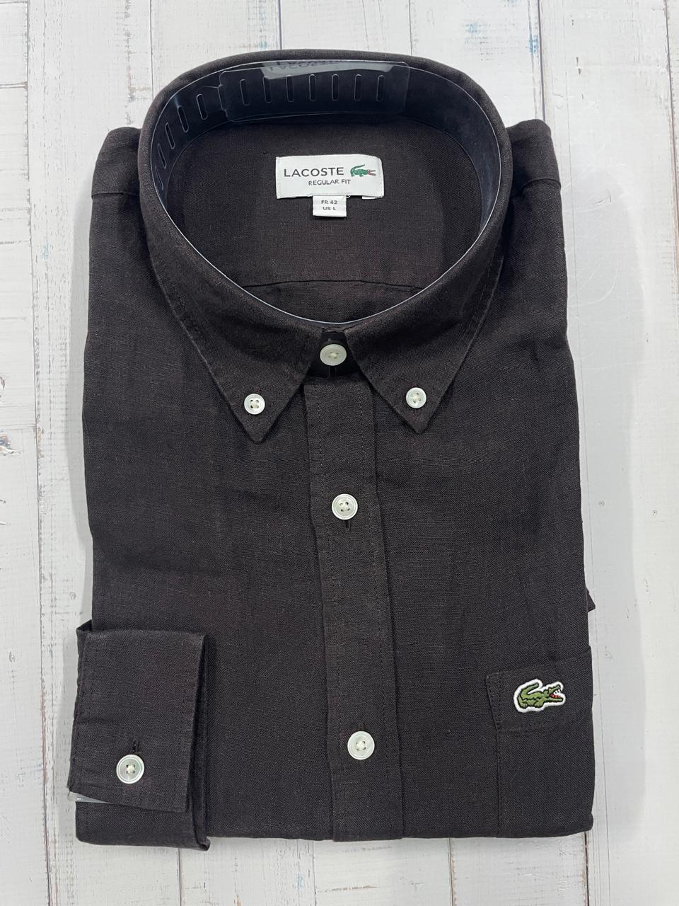 LACOSTE - Full Sleeved Linen Shirt