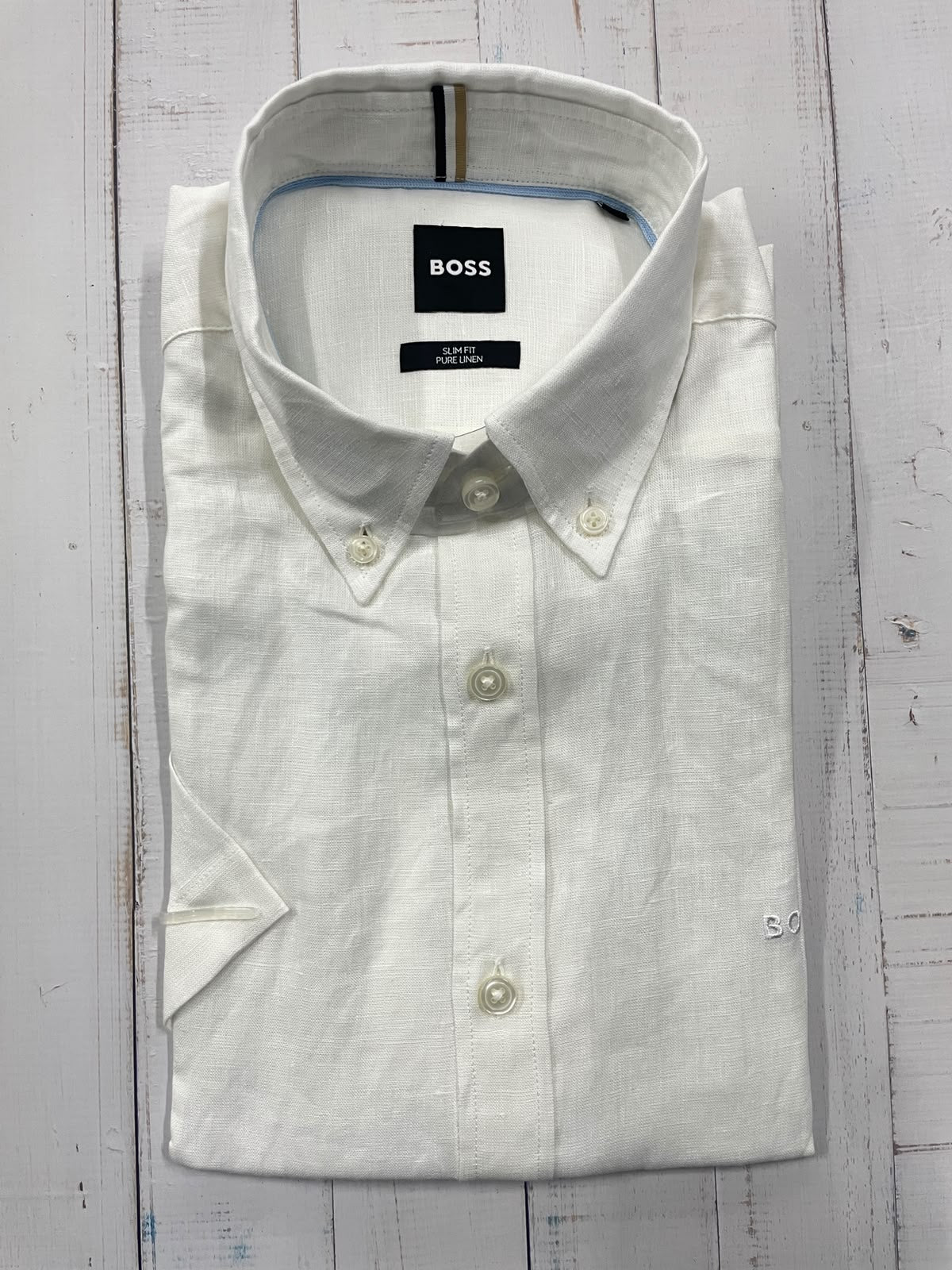 BOSS - Half sleeved pure linen shirt - Slim Fit