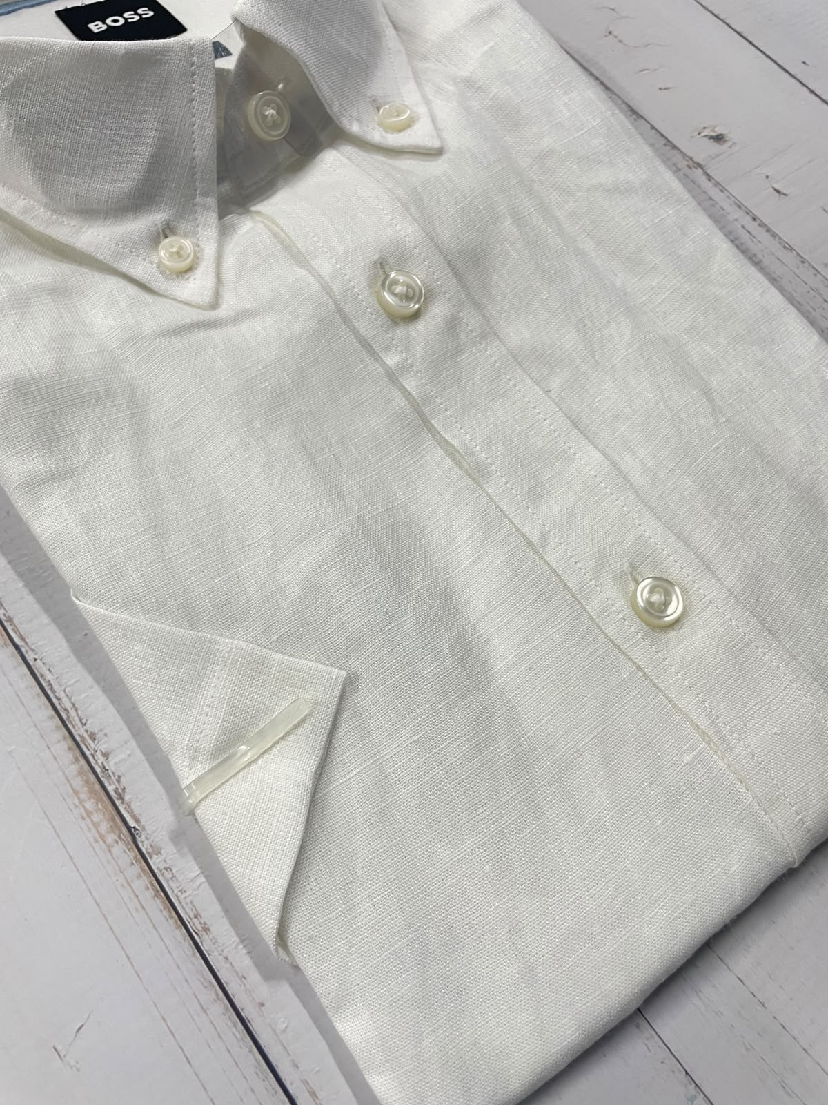 BOSS - Half sleeved pure linen shirt - Slim Fit
