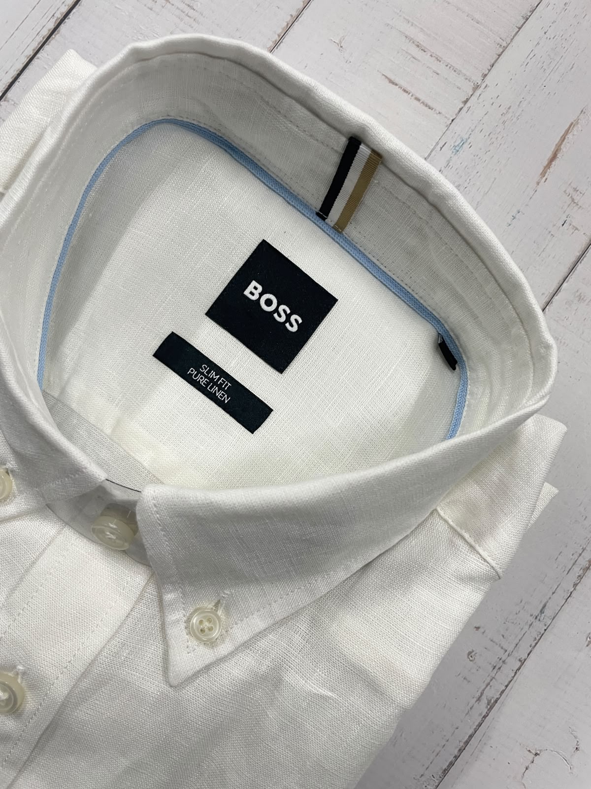 BOSS - Half sleeved pure linen shirt - Slim Fit