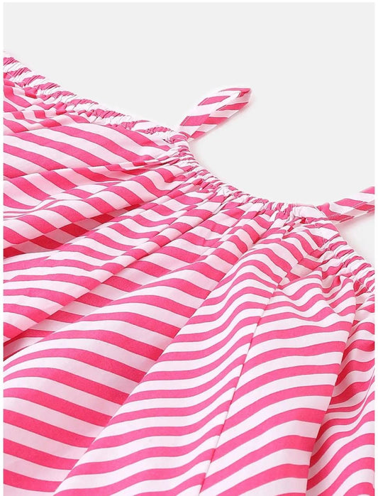 United Colors of Benetton - Striped A-Line Cotton Dress