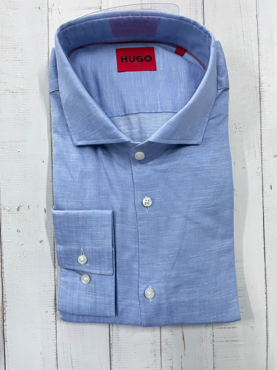 HUGO  - Full Sleeved Linen Blend Slim Fit Shirt