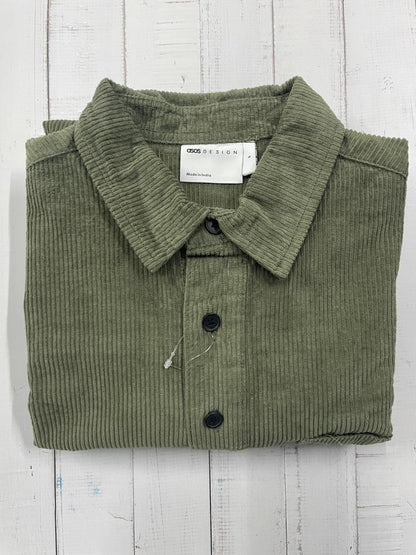 ASOS DESIGN - boxy oversized cord rugby shirt in green