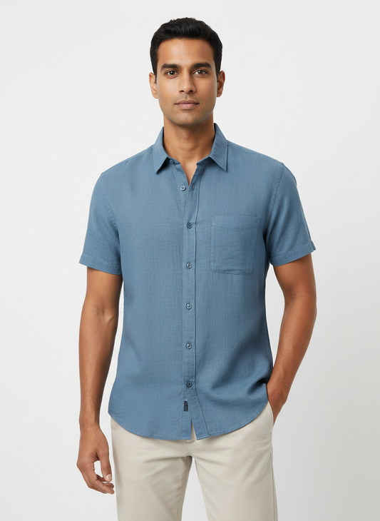 GAS - Linen blend half sleeve regular fit shirt